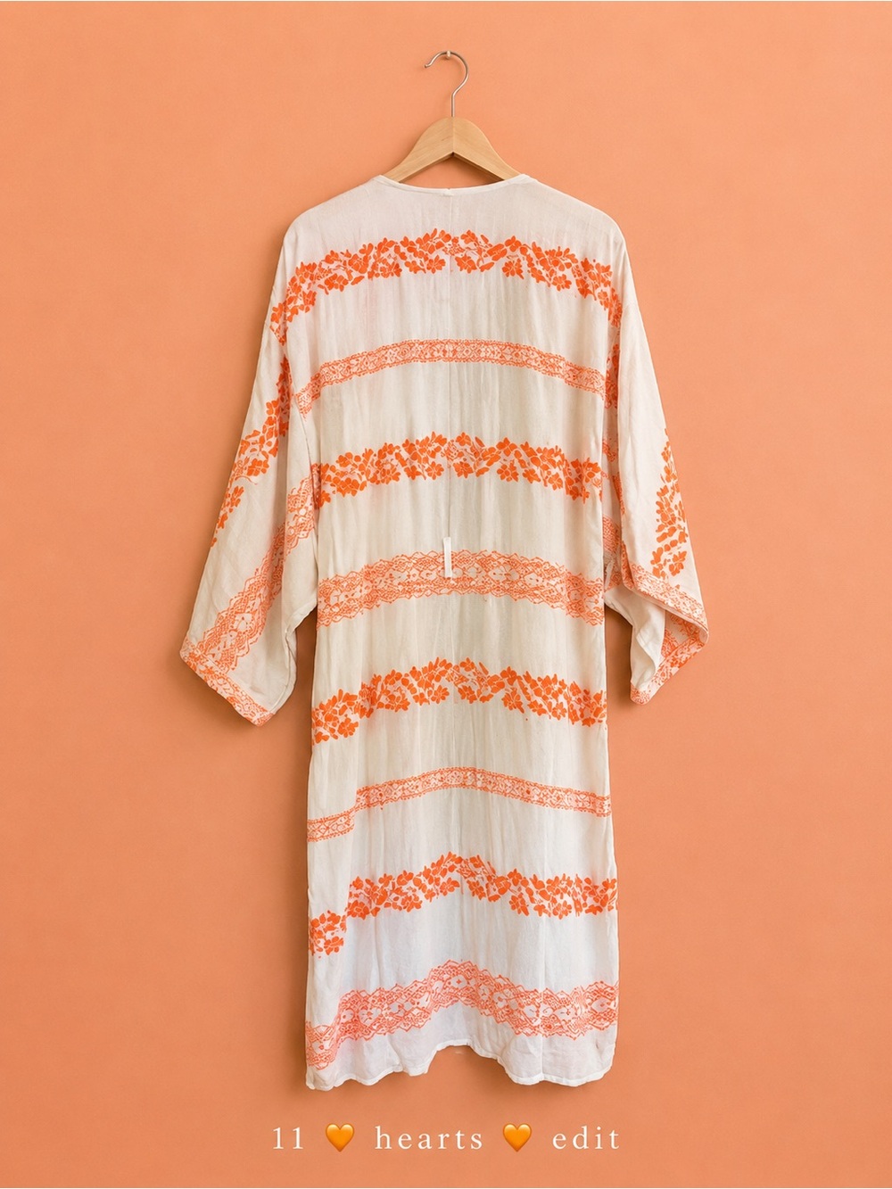 Hale Bob Bamboo Resort Kimono Robe Cover-Up Orange Cream Small NWT - Picture 5 of 10